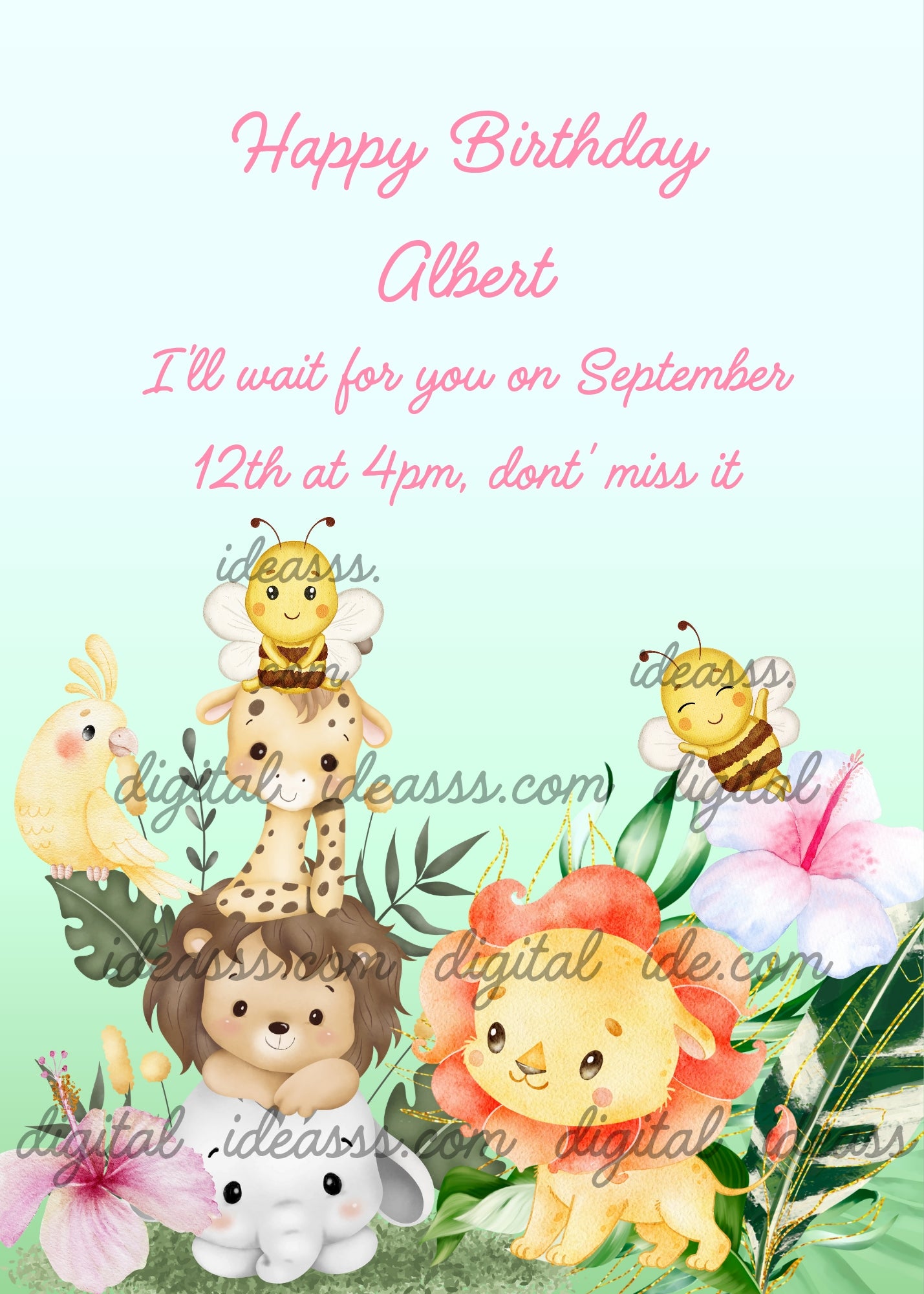 This is a fun game for jungle animals. Putting one on top of the other to form a tower. Printable birthday card for kids 1-9.