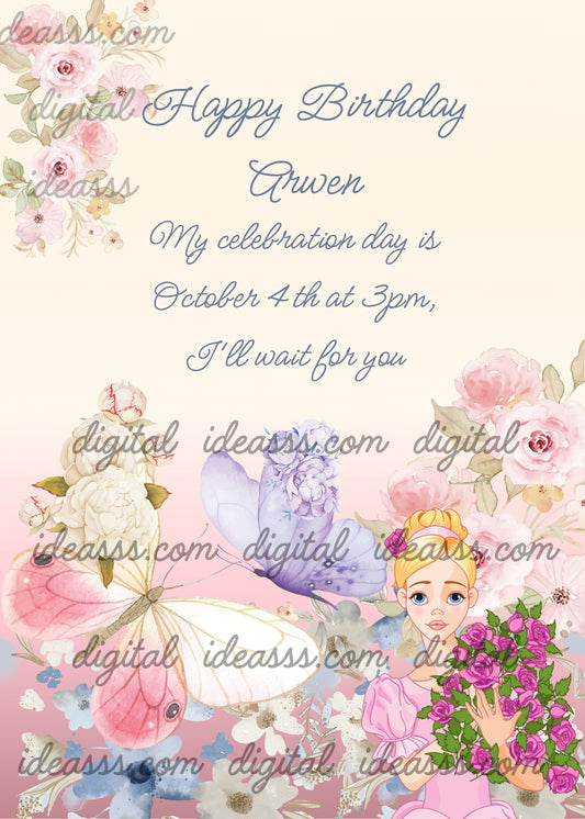 "The Flower Butterfly garden" | Birthday Card for Girls 10-14 years