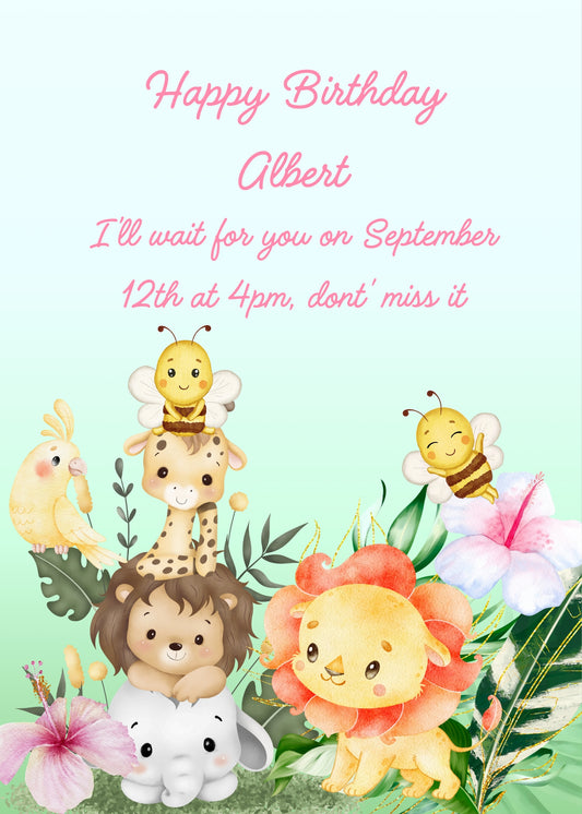 This is a fun game for jungle animals. Putting one on top of the other to form a tower. Printable birthday card for kids 1-9.